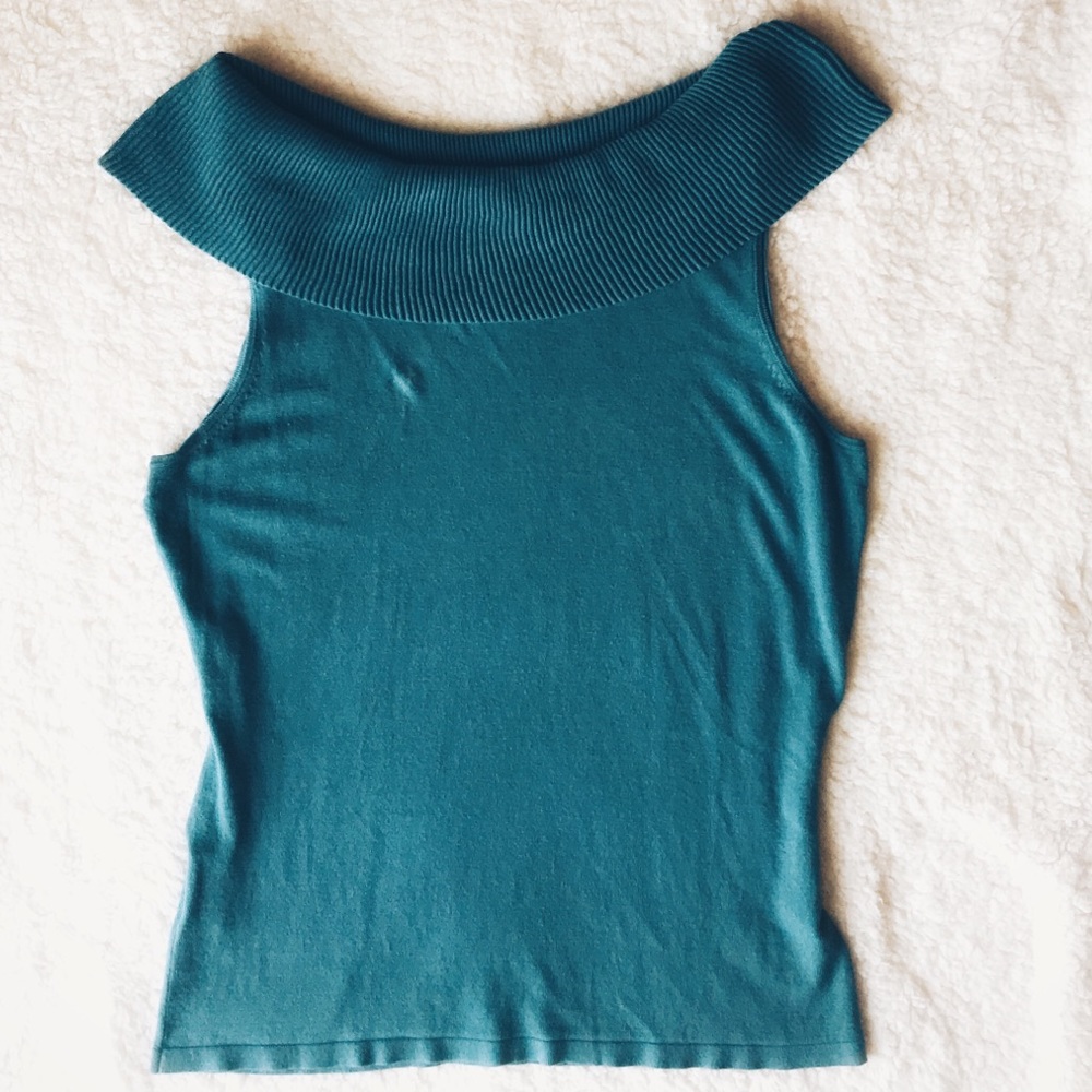 Ann Taylor Teal Knit Tank Off The Shoulder